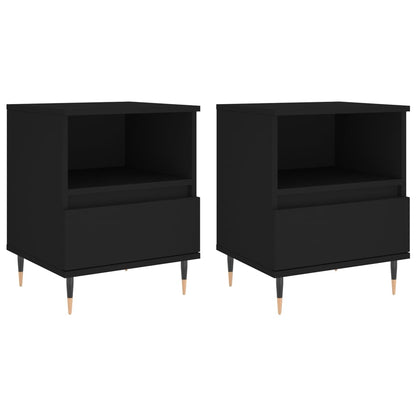 Mesitas De Noche 2 Uds Madera De Ingeniería Negro 40x35x50 Cm_0