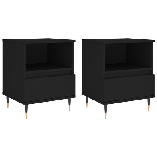 Mesitas De Noche 2 Uds Madera De Ingeniería Negro 40x35x50 Cm_0