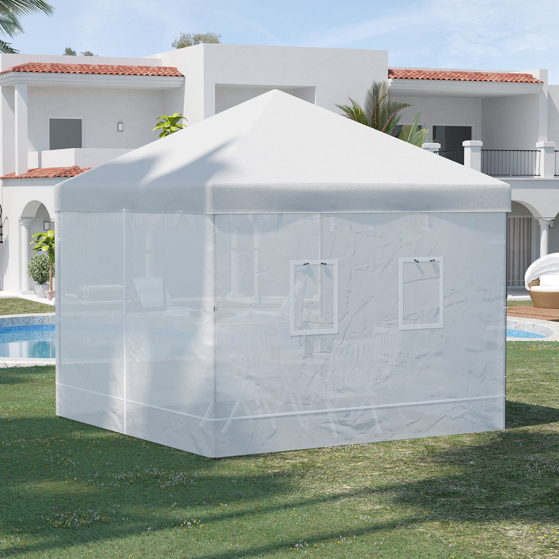 Outsunny 4 Paredes Laterales Para Carpa 300x195 Cm Con 6 Ventanas Puerta_1