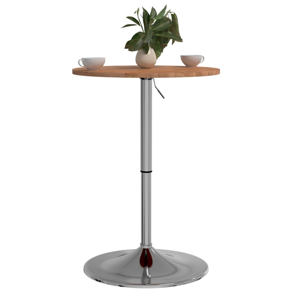 Mesa Alta De Madera Maciza Roble Marrón Claro Ø50x89,5 Cm_2