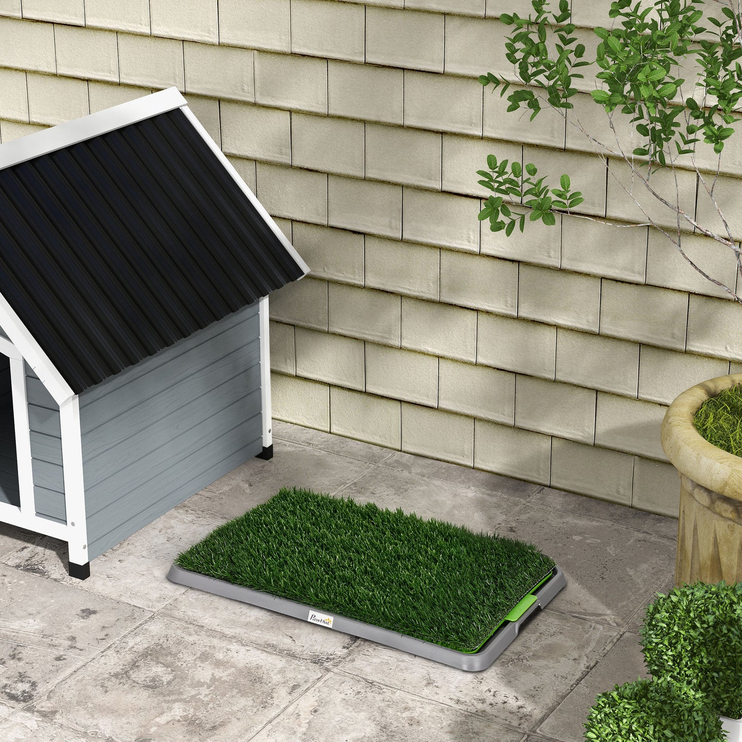 Pawhut Inodoro Para Perros Con 2 Céspedes Artificiales 67x41x3,5 Cm Verde_1