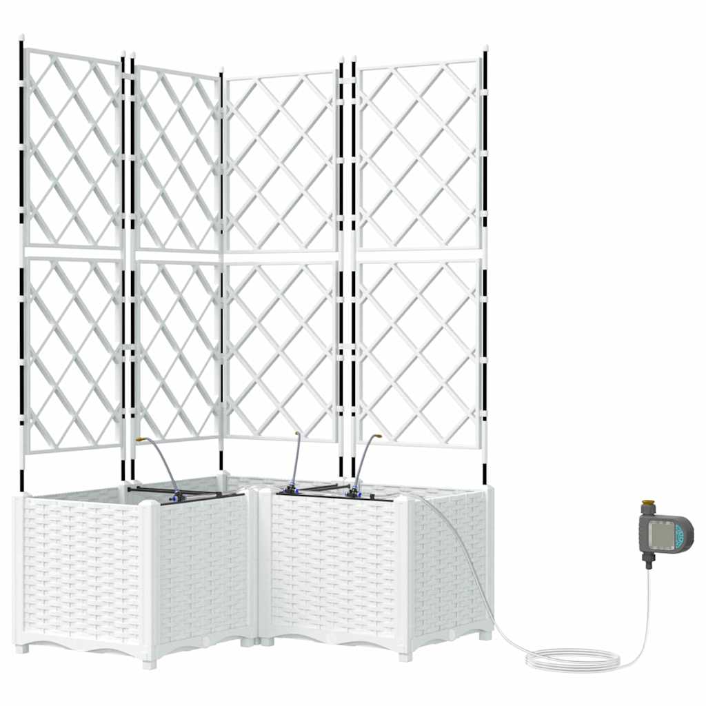 Macetero De Jardín 3 Uds. Blanco 80 X 80 X 142 Cm Pp_0