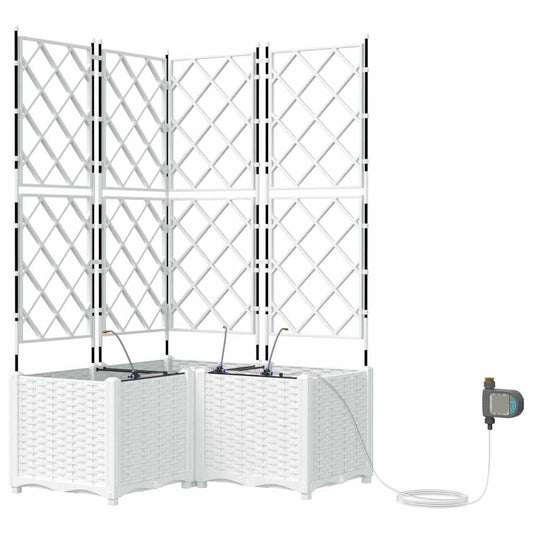 Macetero De Jardín 3 Uds. Blanco 80 X 80 X 142 Cm Pp_0