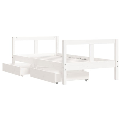Vidaxl Estructura Cama Infantil Y Cajones Madera Pino Blanco 80x160 Cm_3