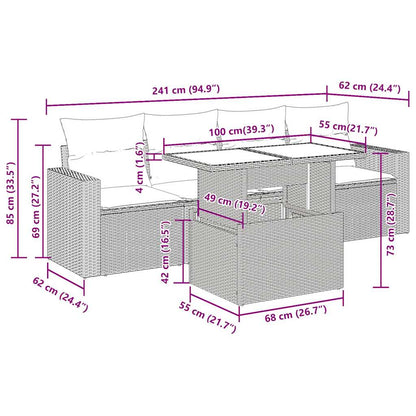Set De Muebles De Jardín 5 Pzas Y Cojines Ratán Sintético Negro / Vetonek_0