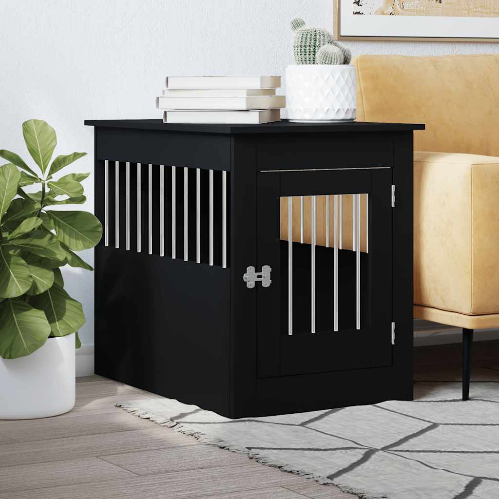 Jaula Para Perros Madera De Ingeniería Negro 55x80x68 Cm_1