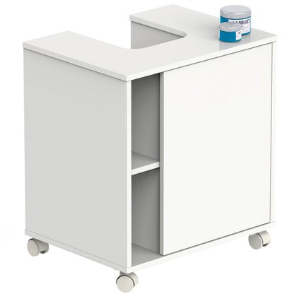 Mueble Baño Bajo Lavabo Pie Armario Auxiliar Para Lavabos Con /sin Pedestal 64x59x45 Almacenaje, Briebe, Esencia, Blanco_3
