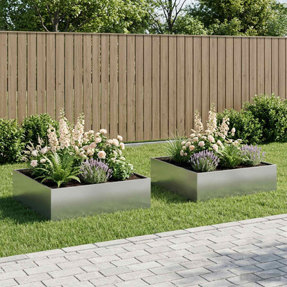 Macetero De Jardín 2 Uds. Plateado 80 X 80 X 30 Cm_1