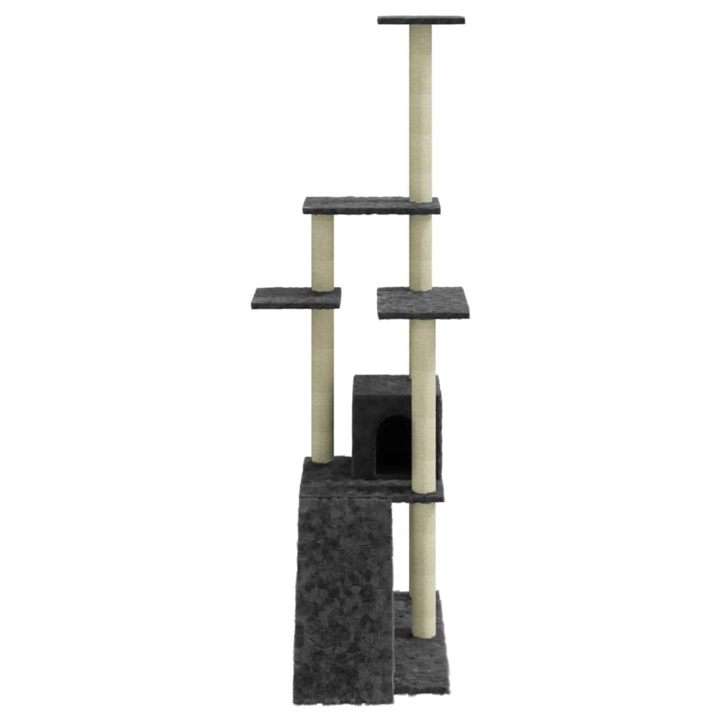 Rascador Para Gatos Con Postes De Sisal Gris Oscuro 155 Cm_4