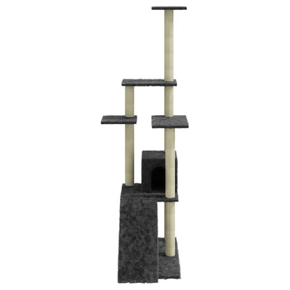 Rascador Para Gatos Con Postes De Sisal Gris Oscuro 155 Cm_4
