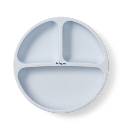 Plato De Silicona Con Compartimentos Y Ventosa Azul_0