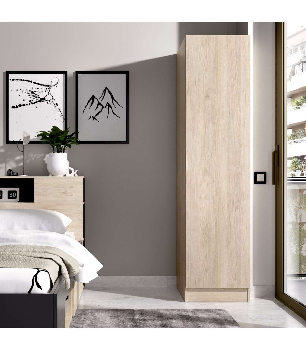 Armario Ropero 1 Puerta Jaen En Acabado Natural 40.5 Cm(ancho) 184 Cm(altura) 52 Cm(fondo)_4