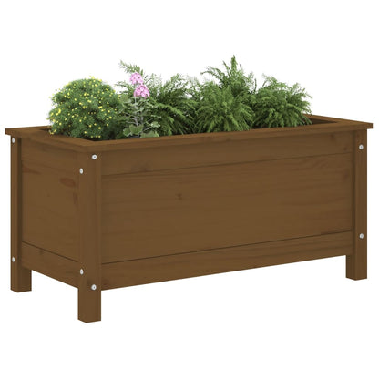 Jardinera Madera Maciza De Pino Marrón Miel 82,5x40x39 Cm_2