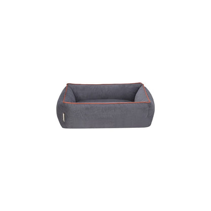 Cama Rectangular De Pana Para Perro Modelo Wuapu Alins 105x85cm Color Gris Con Detalle Canela_2