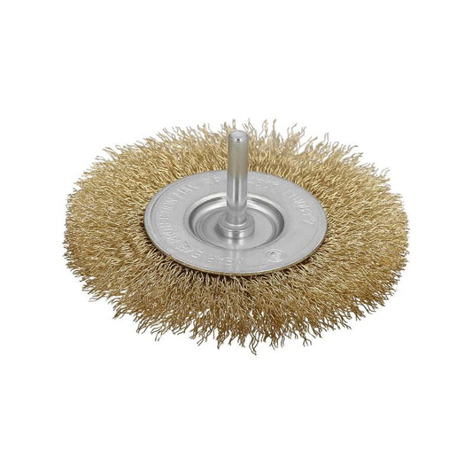 Cepillo Acero Latonado Para Taladro. Disco Ø 100 Mm. Espiga 1/4 Cepillo Taladro Alambre Latón, Cepillo Limpieza, Cepillo Pulir._0
