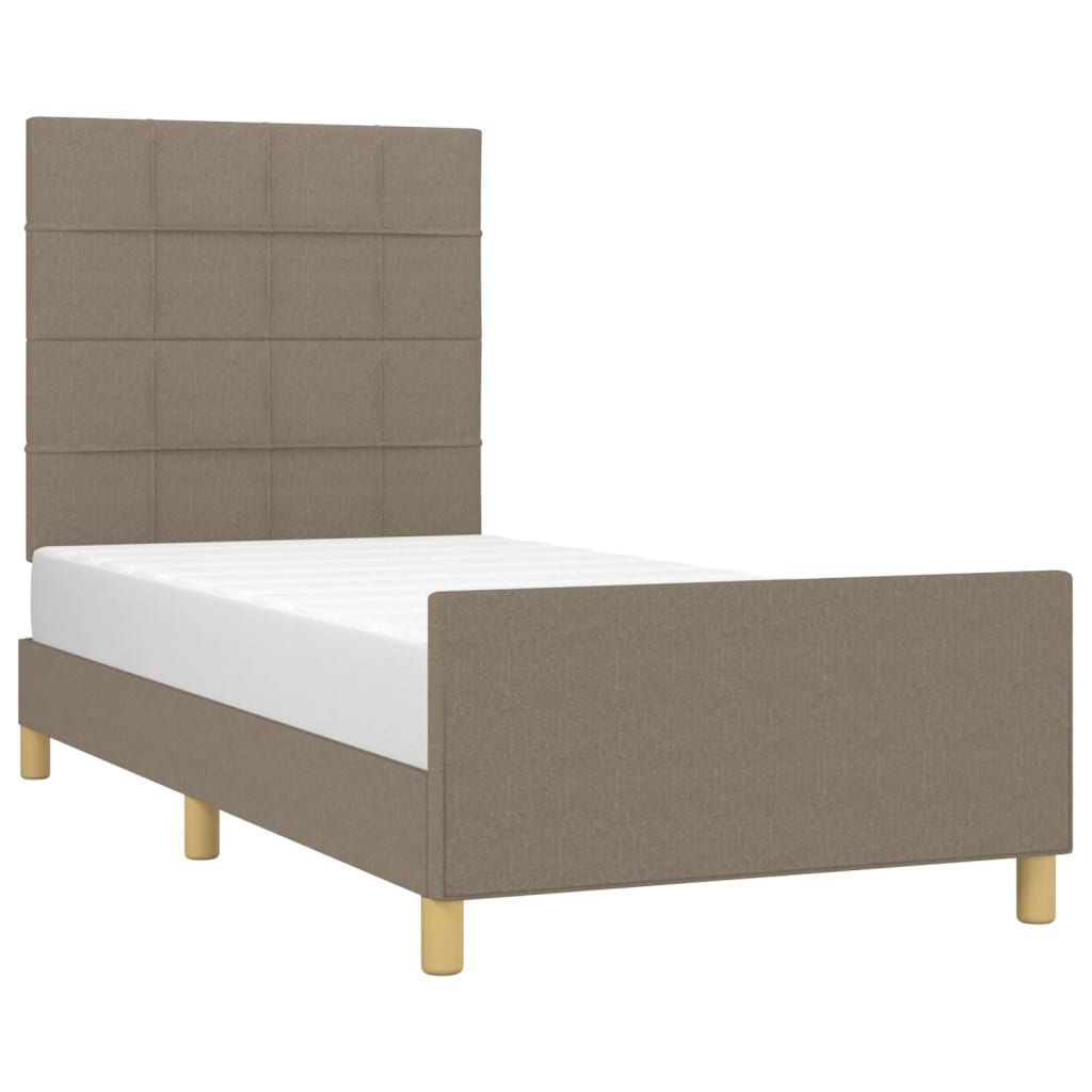 Estructura De Cama Con Cabecero De Tela Gris Taupe 100x200 Cm / Vetonek_1