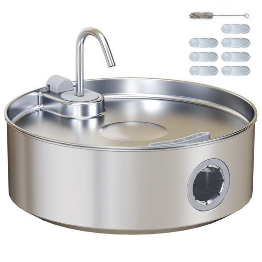 Pawhut Fuente Para Gatos De Acero Inoxidable 7l Silencioso Con Sistema De Filtro_0