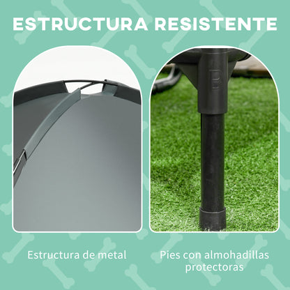 Pawhut Cama Elevada Para Mascotas Portátil Con Toldo Extraíble Exterior 92x76x90_3