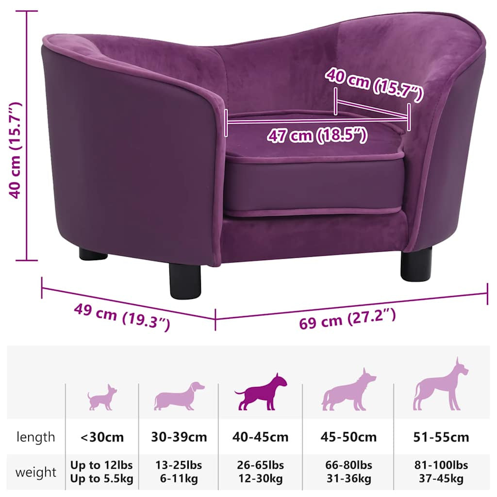 Vidaxl Sofá Para Perros Felpa Y Cuero Sintético Borgoña 69x49x40 Cm_2