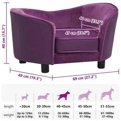 Vidaxl Sofá Para Perros Felpa Y Cuero Sintético Borgoña 69x49x40 Cm_2