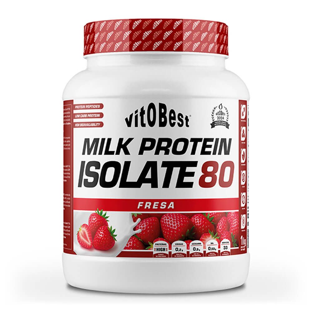 Milk Protein Isolate 80 - 1kg - Fresa - Proteína De Aislado De Suero Isolate - Vitobest_0