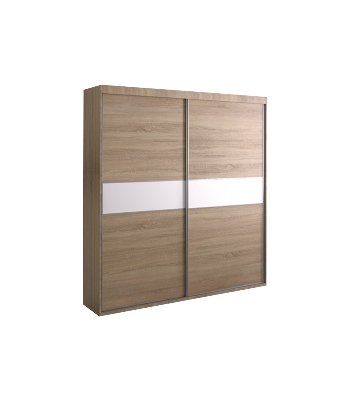 Armario Ropero 2 Puertas Correderas Dakota Acabado Roble/blanco, 220cm(alto) 160cm(ancho)_1