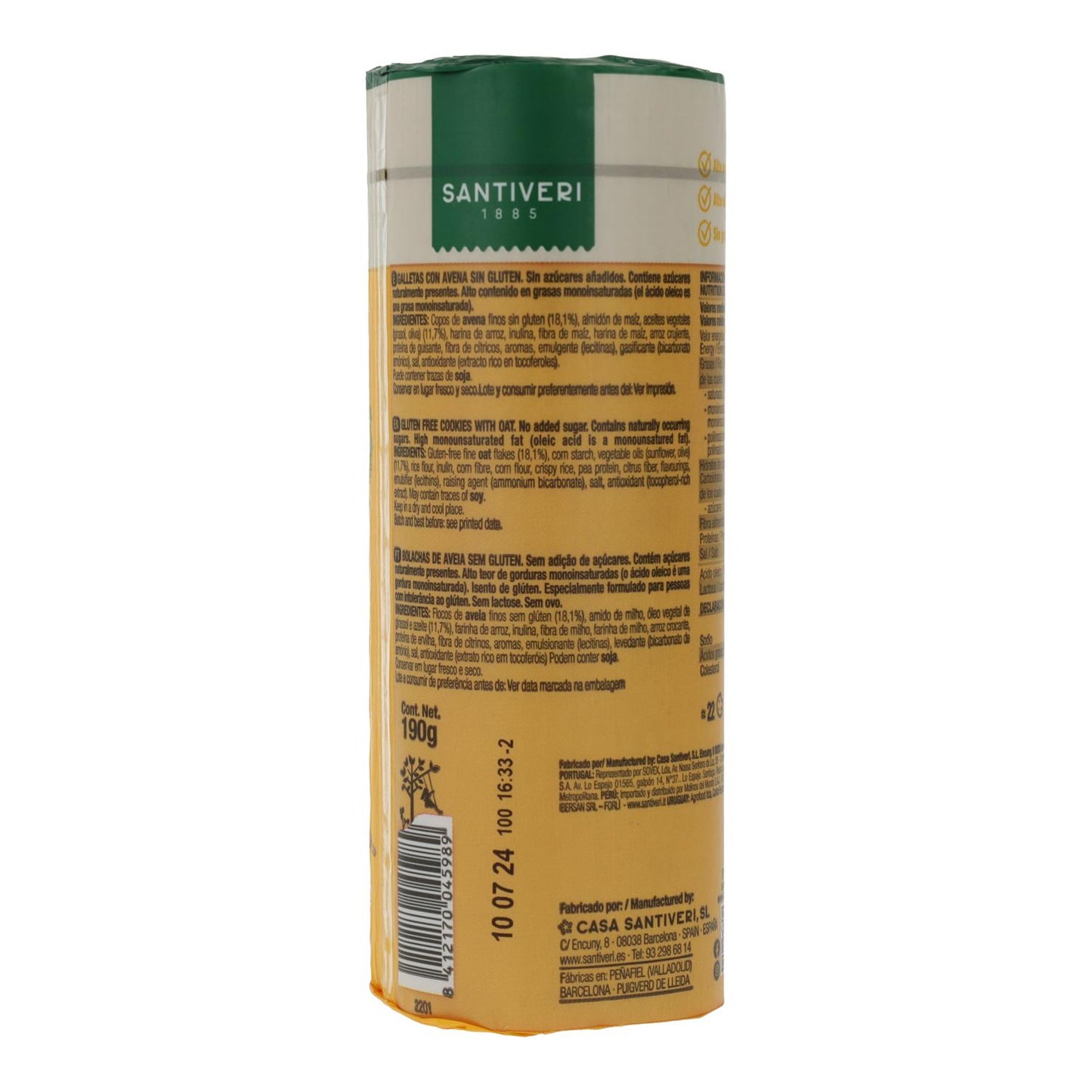 Bolachas sem glúten Double Zero Santiveri 190 g