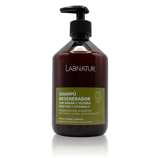 Champú Regenerador Argán Y Jojoba Con Keratina Labnatur | Reparación Capilar | Cabello Dañado | Nutrición Y Brillo | 500_0