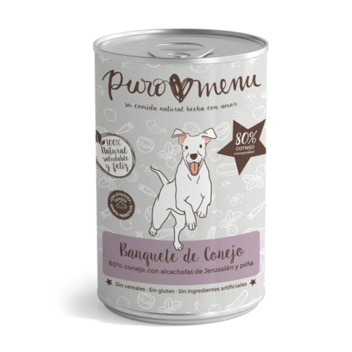 Ração húmida Barf para cães Rabbit Banquet Puromenu 400 g