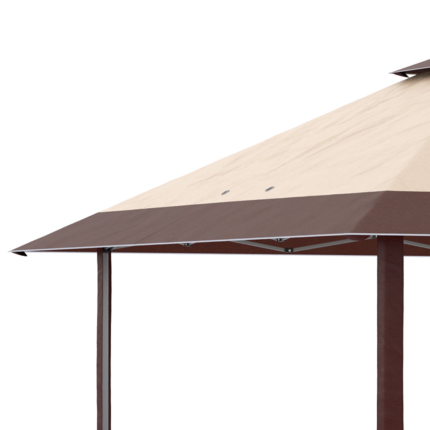 Outsunny Carpa Plegable 3,85x3,85 M Con Doble Techo Caqui Y Café_4