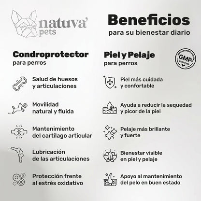 Pack Condroprotector + Aceite De Salmón Para Perros. Suplementos Mascotas. 240 Masticables. Natuva Pets_1