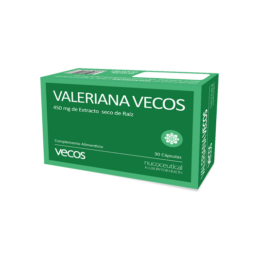 Valeriana 450mg VECOS (30 cápsulas) | Conciliar un sueño Reparador y Pronto | Relajación y descanso | Alta concentración_0