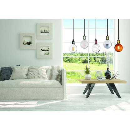 Suporte para candeeiro vintage Black Pearl, cabo têxtil, 1m E27 Garza Lighting