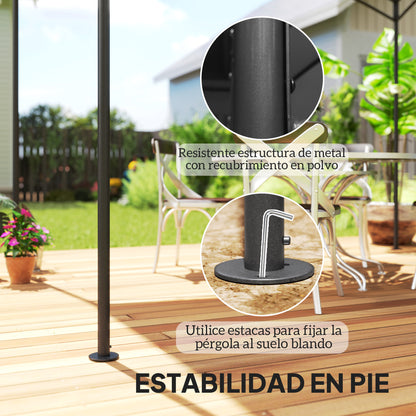 Outsunny Cenador Para Jardín 3x2 M Con Cúpula Elegante Impermeable Gris_5
