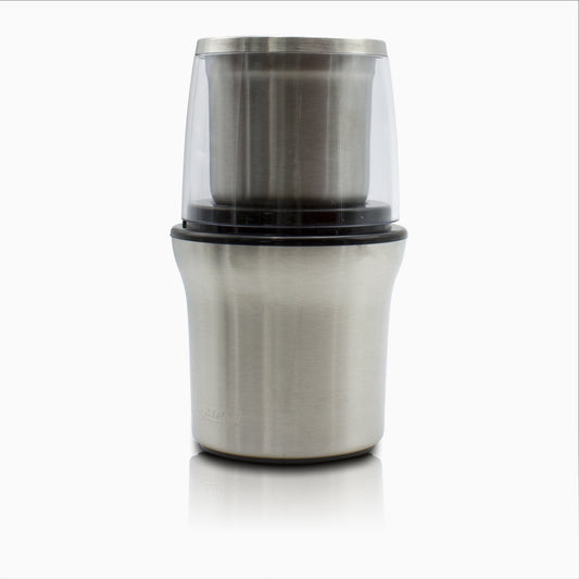 Molinillo Café Eléctrico, Picador Multiusos, Doble Cuchilla Corte Y 2 Vasos En Acero Inox, Función Pulso Mpm Mmk-06m, Plata, 200w_0