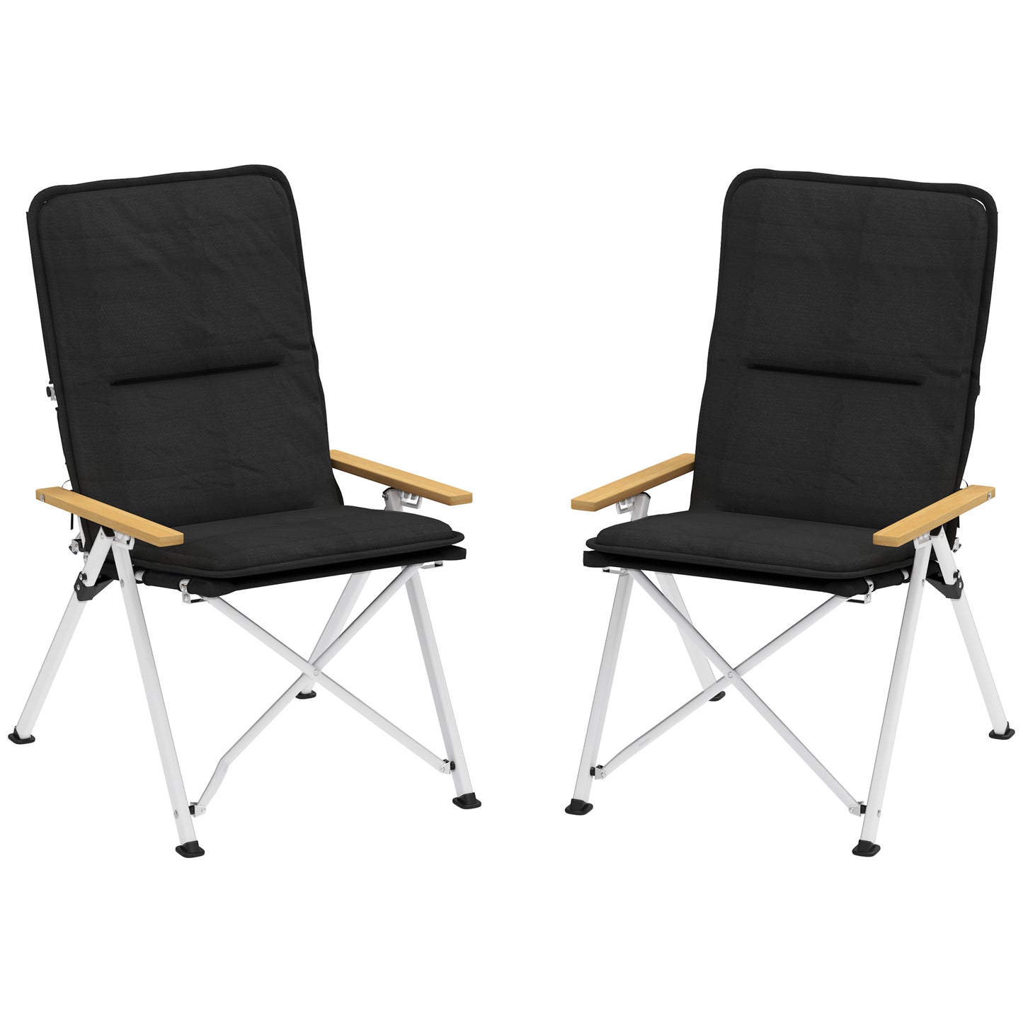 Outsunny 2 Sillas De Camping Plegables De Aluminio Con Respaldo Ajustable Negro_0