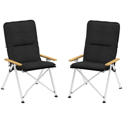 Outsunny 2 Sillas De Camping Plegables De Aluminio Con Respaldo Ajustable Negro_0