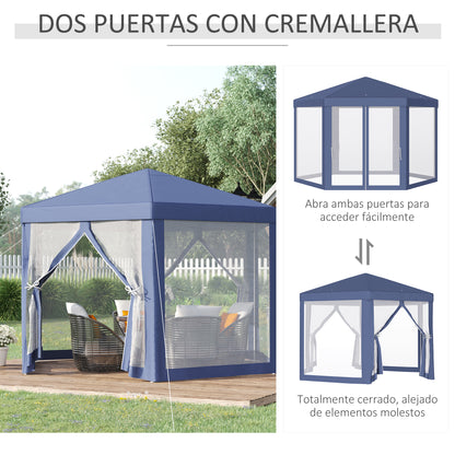 Outsunny Carpa Jardín Cenador Hexágonal Pabellón Gazebo Con Mosquitera 3 Color_5
