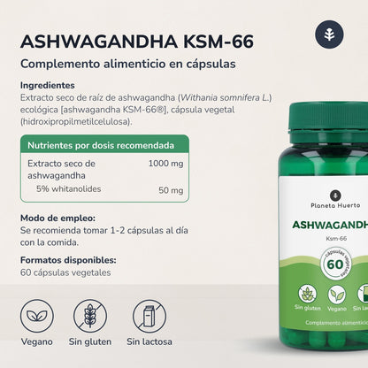 Embalagem de 2 cápsulas Ashwagandha KSM-66 Orchard Planet 60 cápsulas