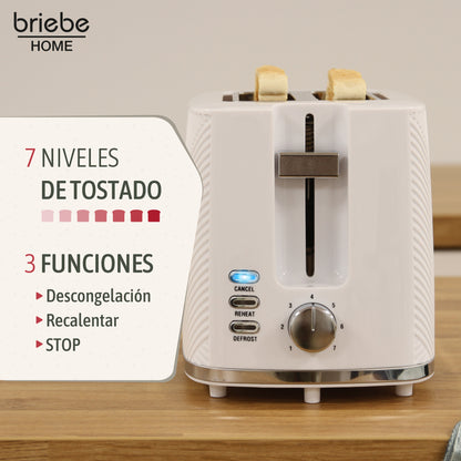 Briebe Elegance Set Tostador Pan Ranura Ancha 2 Rebanadas, Hervidor Agua Eléctrico 1,7l Cafetera 1,25l,skt1178wht,blanco_4