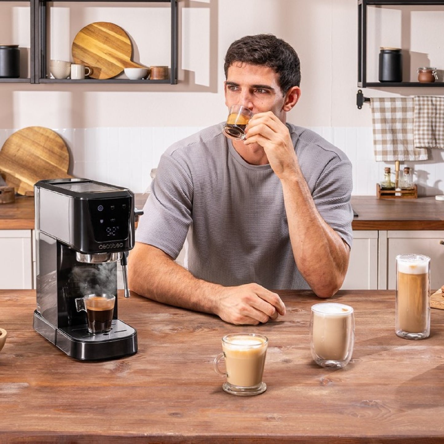 Cecotec Cafetera Express Para Espresso Y Cappuccino Power Espresso 20 Touch. 1350w, 20 Bares, Pantalla Táctil, Vaporizad_3