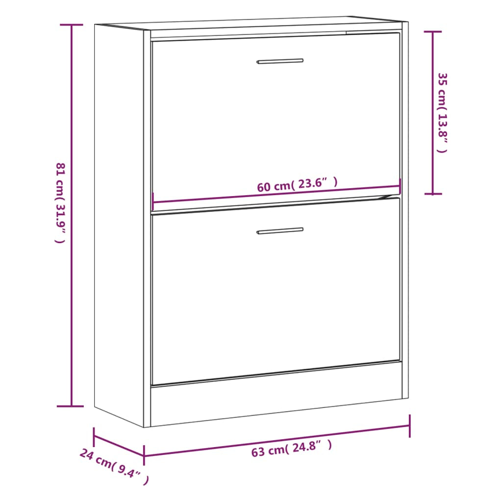 Vidaxl Mueble Zapatero Madera Contrachapada Blanco Brillo 63x24x81 Cm_2