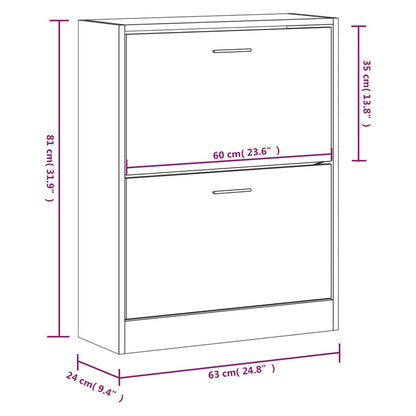 Vidaxl Mueble Zapatero Madera Contrachapada Blanco Brillo 63x24x81 Cm_2