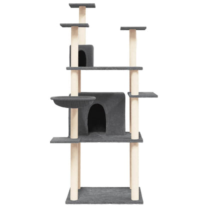 Rascador Para Gatos Con Postes De Sisal Gris Oscuro 166 Cm_2