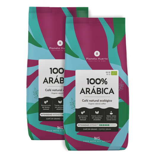 Embalagem com 2x Grãos de Café 100% Arábica Planeta Huerto 1 Kg