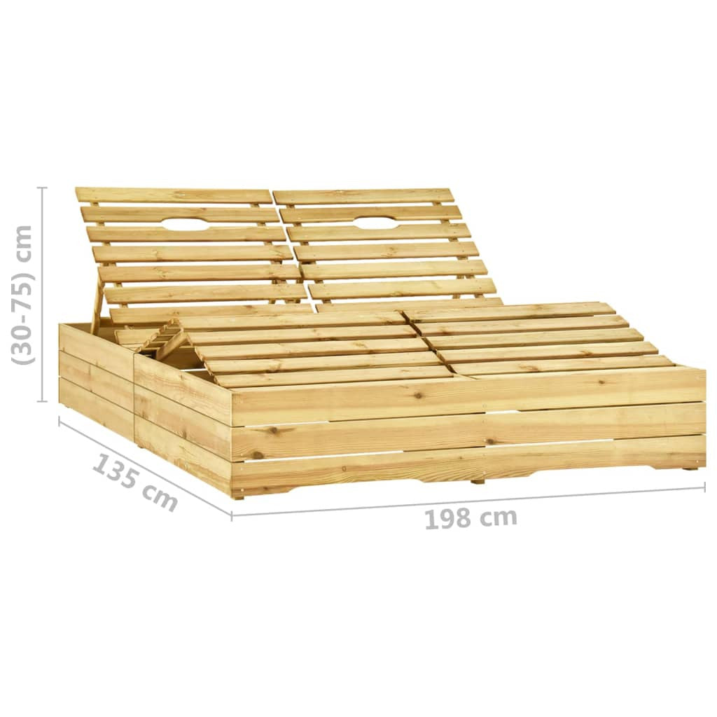 Vidaxl Tumbona Doble Y Cojines Madera De Pino Impregnada_2