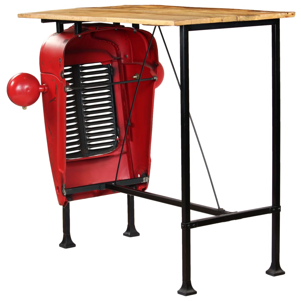 Mesa De Bar De Tractor Madera Maciza Mango Rojo 60x120x107 Cm_2
