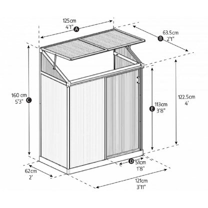 Estufa anexa Lean To 125x63,5x160 cm