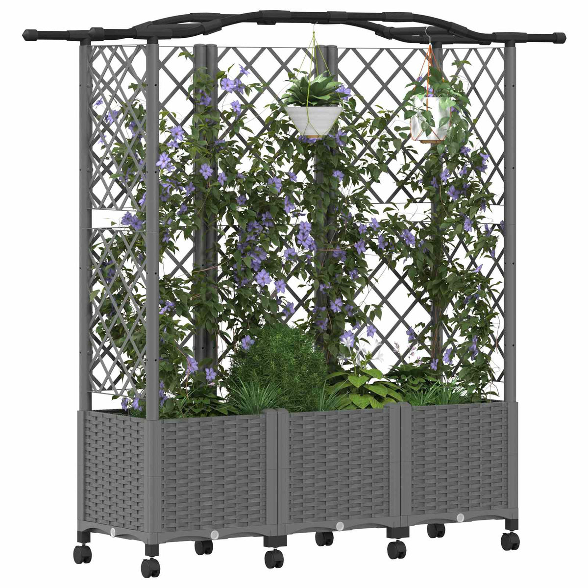 Cama Elevada Con Trellis Y Techo Gris Claro 163 X 40 X 144 Cm_2