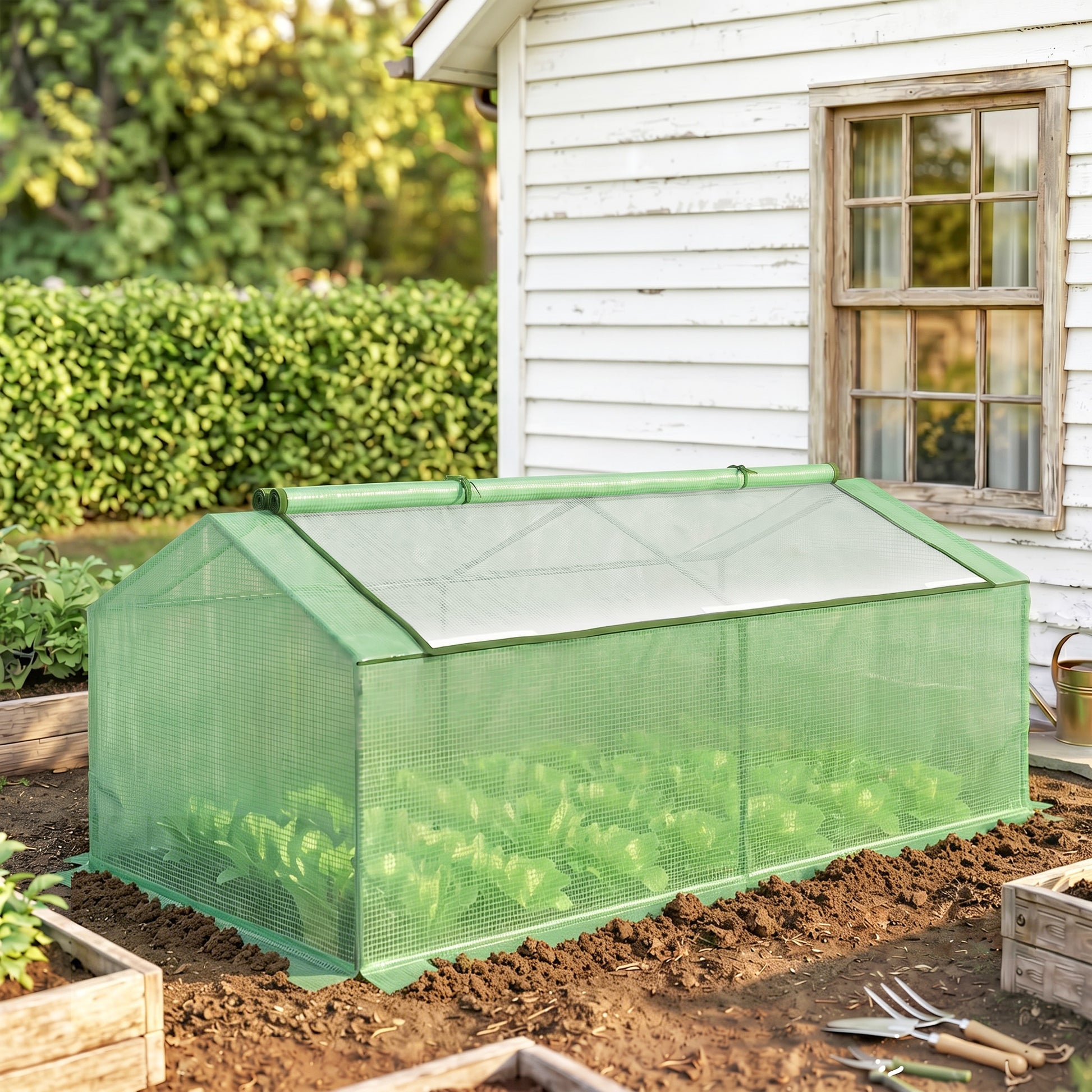 Outsunny Invernadero De Terraza 180x90x70 Cm Con 2 Ventanas Enrollables Verde_4